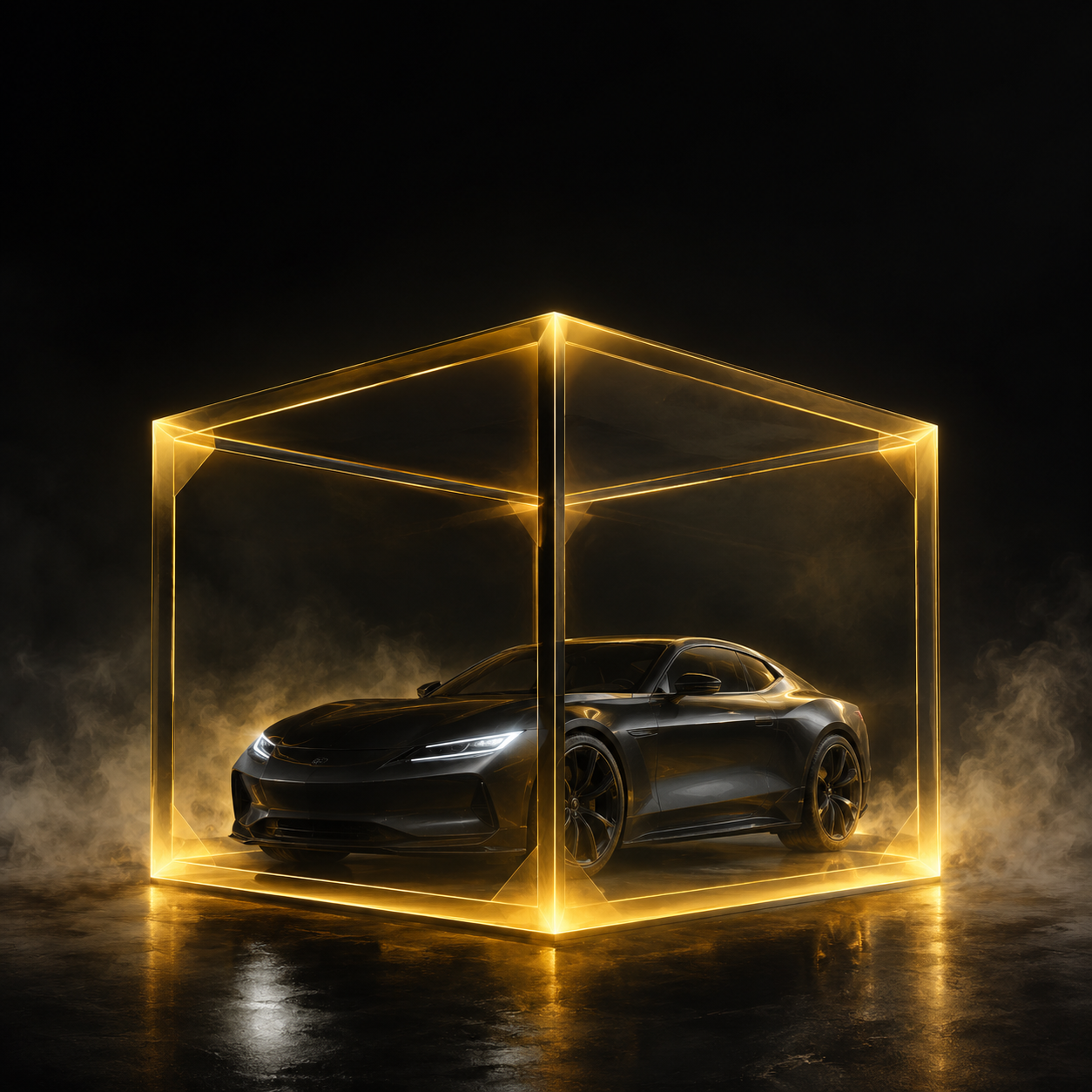 Cool Cube — a car inside a glowing cube of cool
